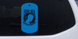 POW MIA Dog Tag Military Car or Truck Window Vinyl Decal Sticker (Sky Blue)