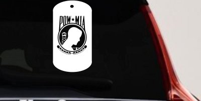 POW MIA Dog Tag Military Car or Truck Window Vinyl Decal Sticker