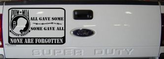 POW MIA All Gave Some Some Gave All None Are Forgotten  Military Car or Truck Window Decal Sticker (Black)
