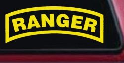 Ranger Military Car or Truck Window Vinyl Decal Sticker (Yellow)