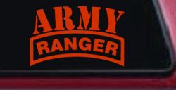 Army Ranger Military Car or Truck Window Decal Sticker (Orange Red)
