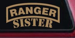 Ranger Sister Military Car or Truck Window Decal Sticker (Light Brown)