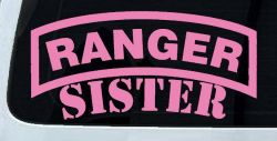 Ranger Sister Military Car or Truck Window Decal Sticker (Pink)