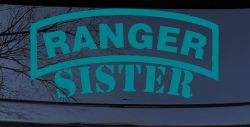 Ranger Sister Military Car or Truck Window Decal Sticker (Turquoise Blue)