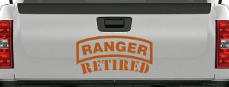 Ranger Retired Military Car or Truck Window Decal Sticker (Nut Brown)