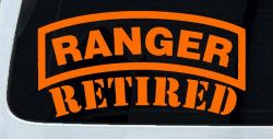 Ranger Retired Military Car or Truck Window Vinyl Decal Sticker (Orange)