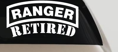 Ranger Retired Military Car or Truck Window Vinyl Decal Sticker