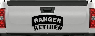 Ranger Retired Solid Military Car or Truck Window Vinyl Decal Sticker (Black)
