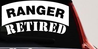 Ranger Retired Solid Military Car or Truck Window Vinyl Decal Sticker