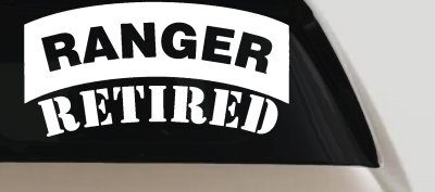 Ranger Retired Solid Military Car or Truck Window Vinyl Decal Sticker