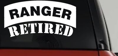Ranger Retired Solid Military Car or Truck Window Vinyl Decal Sticker