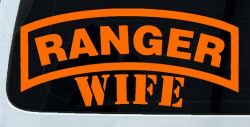 Ranger Wife Military Car or Truck Window Decal Sticker (Orange)