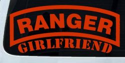 Ranger Girlfriend Military Car or Truck Window Decal Sticker (Orange Red)