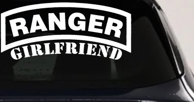 Ranger Girlfriend Military Car or Truck Window Vinyl Decal Sticker (White)