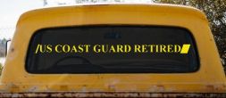 US COAST GUARD RETIRED Military Car or Truck Window Vinyl Decal Sticker (Yellow)