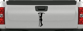 Woman Girl Grim Reaper Car or Truck Window Decal Sticker (Black)