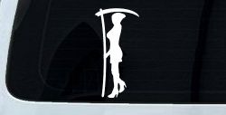 Woman Girl Grim Reaper Car or Truck Window Decal Sticker