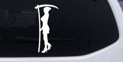 Woman Girl Grim Reaper Car or Truck Window Decal Sticker