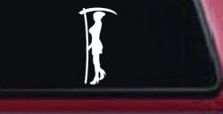 Woman Girl Grim Reaper Car or Truck Window Decal Sticker