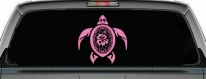 Sea Turtle Swirl Hearts Hibiscus Flower Animals Car or Truck Window Vinyl Decal Sticker (Pink)