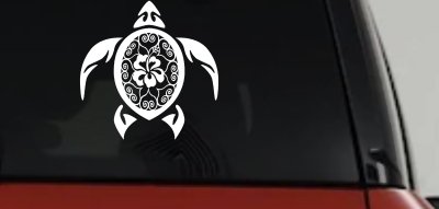 Sea Turtle Swirl Hearts Hibiscus Flower Animals Car or Truck Window Vinyl Decal Sticker