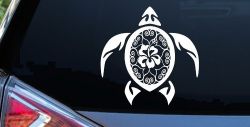 Sea Turtle Swirl Hearts Hibiscus Flower Animals Car or Truck Window Decal Sticker