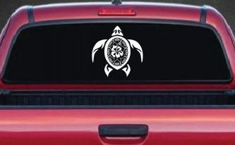 Sea Turtle Swirl Hearts Hibiscus Flower Animals Car or Truck Window Decal Sticker
