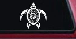 Sea Turtle Swirl Hearts Hibiscus Flower Animals Car or Truck Window Decal Sticker