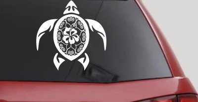 Sea Turtle Swirl Hearts Hibiscus Flower Animals Car or Truck Window Vinyl Decal Sticker