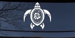 Sea Turtle Swirl Hearts Hibiscus Flower Animals Car or Truck Window Decal Sticker