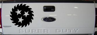 Saw Blade With Stars Country Car or Truck Window Decal Sticker (Black)