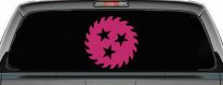 Saw Blade With Stars Country Car or Truck Window Decal Sticker (Hot Pink)