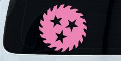 Saw Blade With Stars Country Car or Truck Window Vinyl Decal Sticker (Pink)