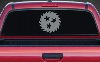 Saw Blade With Stars Country Car or Truck Window Decal Sticker (Telegrey)