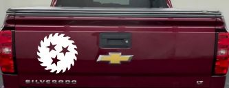 Saw Blade With Stars Country Car or Truck Window Vinyl Decal Sticker (White)