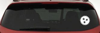 Saw Blade With Stars Country Car or Truck Window Decal Sticker (White)
