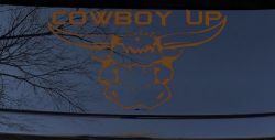 Cowboy Up Bull Head Western Car or Truck Window Vinyl Decal Sticker (Copper)