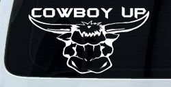 Cowboy Up Bull Head Western Car or Truck Window Decal Sticker