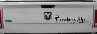 Cowboy Up With Hat Western Rodeo Farm Ranch Car or Truck Window Decal Sticker (Black)