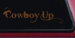 Cowboy Up With Hat Western Rodeo Farm Ranch Car or Truck Window Decal Sticker (Copper)
