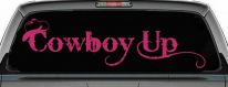 Cowboy Up With Hat Western Rodeo Farm Ranch Car or Truck Window Decal Sticker (Hot Pink)