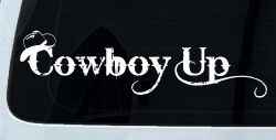 Cowboy Up With Hat Western Rodeo Farm Ranch Car or Truck Window Decal Sticker