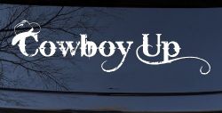 Cowboy Up With Hat Western Rodeo Farm Ranch Car or Truck Window Decal Sticker