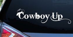 Cowboy Up With Hat Western Rodeo Farm Ranch Car or Truck Window Decal Sticker