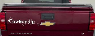 Cowboy Up With Hat Western Rodeo Farm Ranch Car or Truck Window Decal Sticker (White)