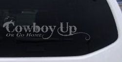Cowboy Up Or Go Home Western Rodeo Farm Ranch Car or Truck Window Decal Sticker (Silver)