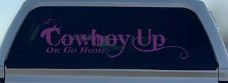 Cowboy Up Or Go Home Western Rodeo Farm Ranch Car or Truck Window Decal Sticker (Violet)