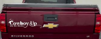 Cowboy Up Or Go Home Western Rodeo Farm Ranch Car or Truck Window Vinyl Decal Sticker (White)