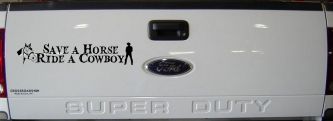 Save a Horse Ride a Cowboy Western Rodeo Farm Ranch Car or Truck Window Decal Sticker (Black)