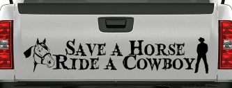 Save a Horse Ride a Cowboy Western Rodeo Farm Ranch Car or Truck Window Decal Sticker (Black)
